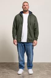 KAM Khaki Green Zip Through Hoodie | BadRhino 1