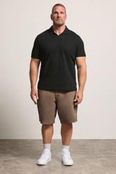 JACK & JONES Big & Tall Black Plain Polo Shirt | BadRhino 1