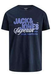 JACK & JONES Big & Tall Navy Blue Graphic T-Shirt