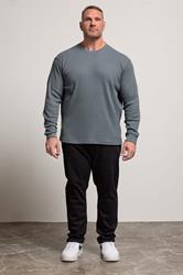 BadRhino Big & Tall Storm Blue Waffle Texture Long sleeve T-Shirt | BadRhino 2