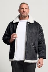 JACK & JONES Big & Tall Black Aviator Jacket | BadRhino 1