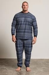 BadRhino Big & Tall Navy Blue Fairisle Pyjama Set | BadRhino 2