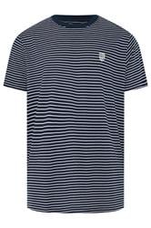 BadRhino Big & Tall Navy Blue Extra Long Stripe Pique T-Shirt