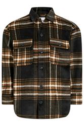 JACK & JONES Big & Tall Monks Robe Brown Check Overshirt | BadRhino 1