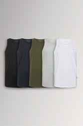BadRhino Big & Tall Black & White 5 Pack Vest Tops | BadRhino 3