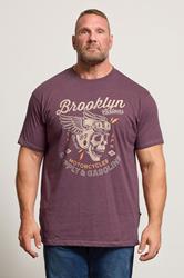KAM Big & Tall Fig Purple Brooklyn Motorbike Graphic Print T-Shirt | BadRhino 1