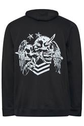 BadRhino Big & Tall Black Skull Military Zip Through Hoodie | BadRhino 2
