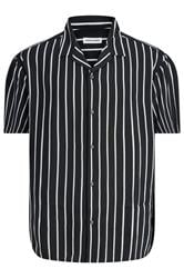 JACK & JONES Big & Tall Black Stripe Resort Shirt