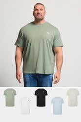 JACK & JONES Big & Tall 5 PACK White/Blue/Black/Green/Off-White T-Shirts | BadRhino 3