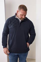 BadRhino Big & Tall Navy Blue Diamond Quilted Quarter Zip Sweatshirt | BadRhino 3