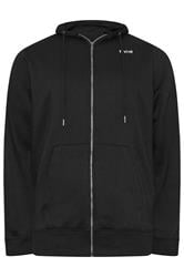 FIRETRAP Big & Tall Black Zip Through Hoodie | BadRhino 1