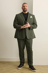 BadRhino Big & Tall Khaki Green Linen Suit Trousers | BadRhino 3