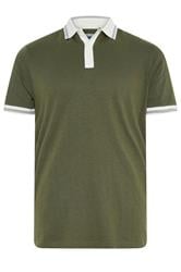 BadRhino Big & Tall Khaki Green Mini Check Polo Shirt