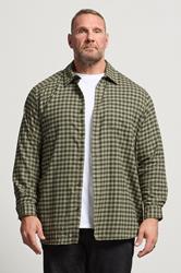 JACK & JONES Big & Tall Olive Green Check Shirt | BadRhino 1