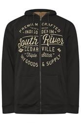 KAM Big & Tall Black 'South River' Fleece Lined Hoodie | BadRhino 1