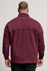 BadRhino Big & Tall Burgundy Red Diamond Quilted Quarter Zip Sweatshirt | BadRhino 2