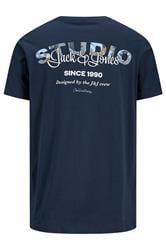 JACK & JONES Big & Tall Sky Captain Blue Back Print T-Shirt | BadRhino 2