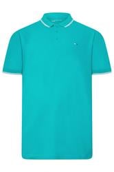 BadRhino Big & Tall Teal Blue & White Tipped Polo Shirt | BadRhino 1