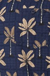D555 Big & Tall Navy Blue Geometric Print Jacquard Shirt | BadRhino 5