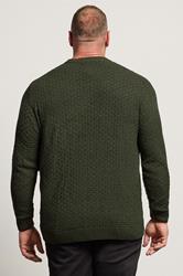 BadRhino Big & Tall Dark Green Textured Crew Neck Knitted Jumper | BadRhino 3
