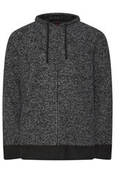 D555 Big & Tall Black Knitted Sherpa Lined Hoodie | BadRhino 1