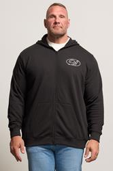 BadRhino Big & Tall Black Scripted Zip Through Hoodie | BadRhino 1