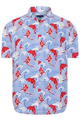 BadRhino Big & Tall Blue Koi Fish Print Shirt