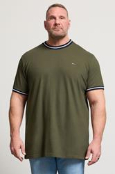 BadRhino Big & Tall Olive Green Extra Long Pique Ringer T-Shirt | BadRhino 1