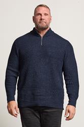 BadRhino Big & Tall Navy Blue Chenille Quarter Zip Jumper | BadRhino 1
