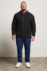BadRhino Big & Tall Black Long Sleeve Knitted Shirt | BadRhino 3
