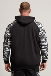 BadRhino Big & Tall Black Camo Print Zip Through Hoodie | BadRhino 3