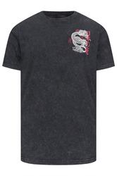 BadRhino Big & Tall Black Dragon Graphic Acid Wash T-Shirt | BadRhino 6