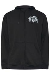 BadRhino Big & Tall Black Skull Military Zip Through Hoodie | BadRhino 1