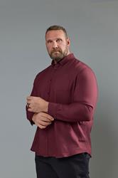 BadRhino Big & Tall Burgundy Red Long Sleeve Oxford Shirt | BadRhino 3