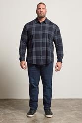 BadRhino Big & Tall Navy Blue Textured Checked Shirt | BadRhino 2