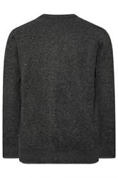 D555 Big & Tall Charcoal Grey Marl Knitted Cardigan | BadRhino 2