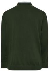 BadRhino Big & Tall Dark Green Cable Knit Mock Shirt Jumper | BadRhino 6