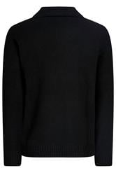 JACK & JONES Big & Tall Black Split Neck Knitted Jumper | BadRhino 2