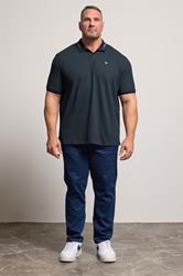LYLE & SCOTT Big & Tall Navy Blue Striped Tipped Polo Shirt | BadRhino 2