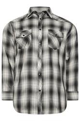 KAM Big & Tall Charcoal Grey Long Sleeve Check Shirt | BadRhino 1