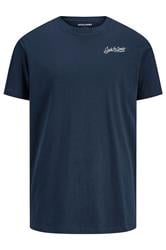 JACK & JONES Big & Tall Sky Captain Blue Back Print T-Shirt | BadRhino 1