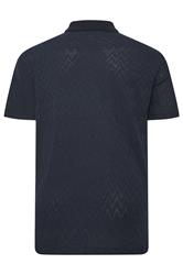 JACK & JONES Big & Tall Navy Blue Jacquard Polo Shirt | BadRhino 4