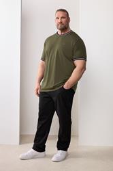 BadRhino Big & Tall Olive Green Extra Long Pique Ringer T-Shirt | BadRhino 3