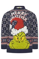 BadRhino Big & Tall Navy Blue Fairisle Grinch Christmas Jumper | BadRhino 4
