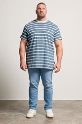 BadRhino Big & Tall Blue Extra Long Stripe T-Shirt | BadRhino 1