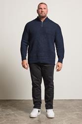 BadRhino Big & Tall Navy Blue Chenille Quarter Zip Jumper | BadRhino 2
