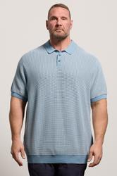 JACK & JONES Big & Tall Blue Knitted Polo Shirt | BadRhino 3