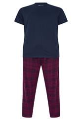 BadRhino Big & Tall Navy Blue Check Pyjama Set | BadRhino 5
