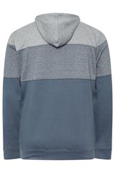 KAM Big & Tall Indigo Blue Marl Stripe Zip Through Hoodie | BadRhino 2