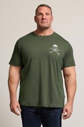  BadRhino Big & Tall Khaki Green Skull & Crossbones Graphic T-Shirt | BadRhino 2